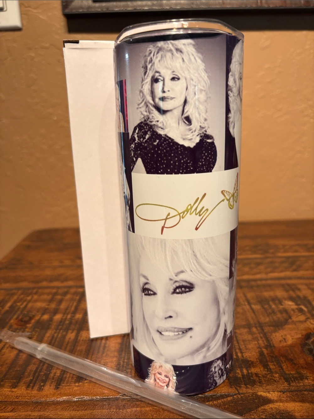 Dolly Parton Black & White Portrait Stainless Steel 20oz Tumbler with Straw